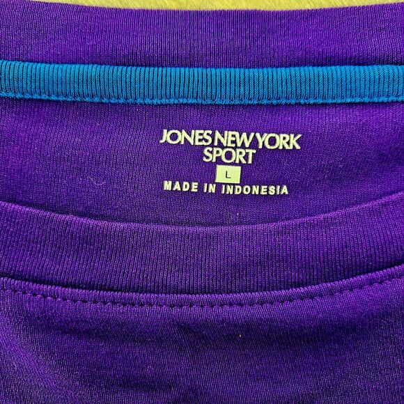 JONES NY SPORT Long Sleeve Purple Shirt Womens LARGE  Knit Royal Purple - Picture 4 of 4